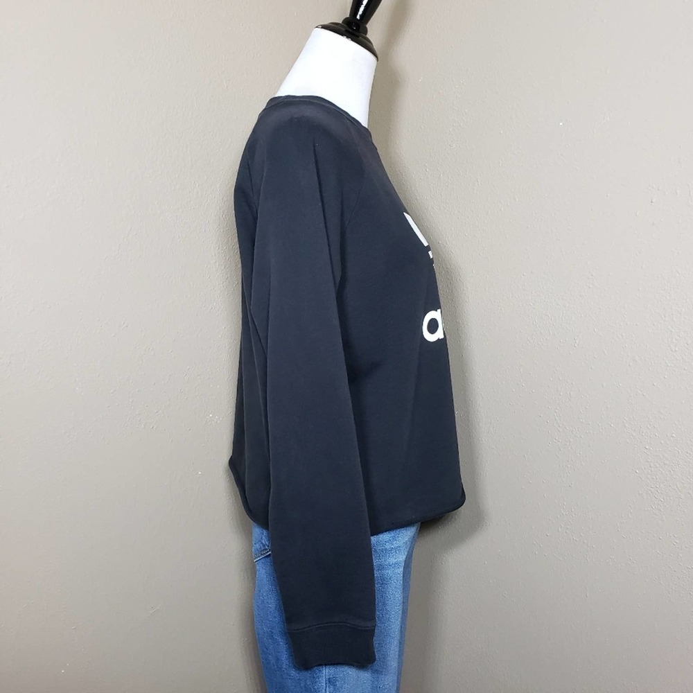 Adidas Trefoil Logo Spell Out Sweatshirt Size XL Cropped Pullover - Picture 5 of 9